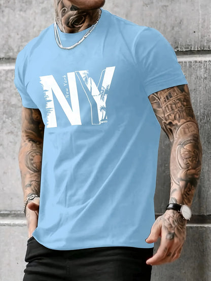 Camiseta Holgada para Hombre con Estampado NY: Estilo Urbano y Confort 100% Algodón