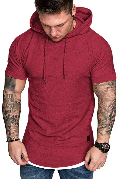 Estilo y Frescura en Verano: Camiseta con Capucha para Hombre de Manga Corta y Color Liso