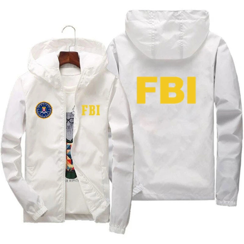 Chaqueta Deportiva 2025 para Hombre: Estilo Único con Estampado del FBI, A prueba de Viento y Capucha para Primavera