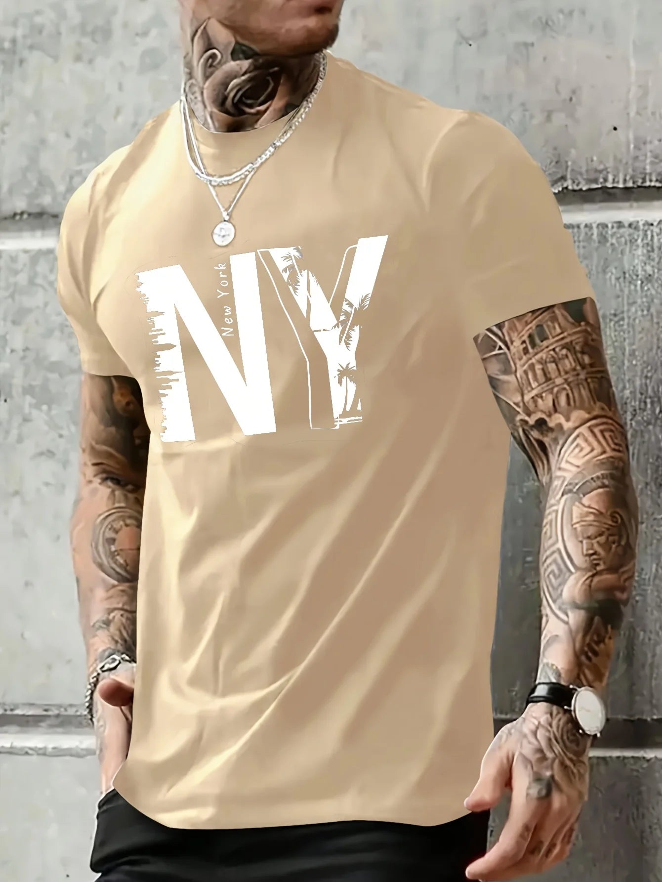 Camiseta Holgada para Hombre con Estampado NY: Estilo Urbano y Confort 100% Algodón