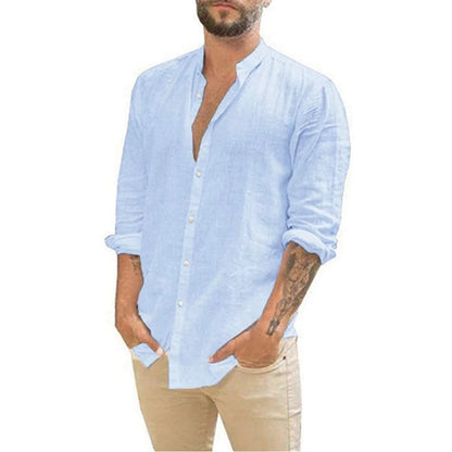 Estilo Playero y Comodidad: Camisas de Manga Larga de Lino y Algodón para Hombre