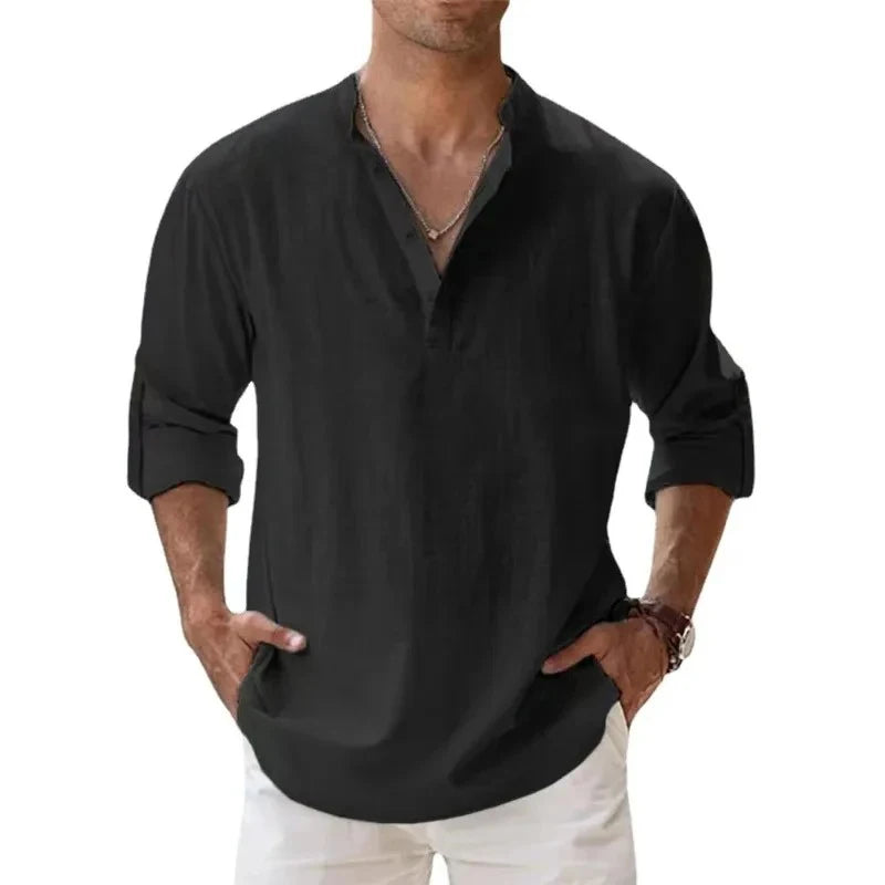 Frescura y Elegancia: Camisas Ligeras de Lino y Algodón para Hombre con Cuello Transpirable