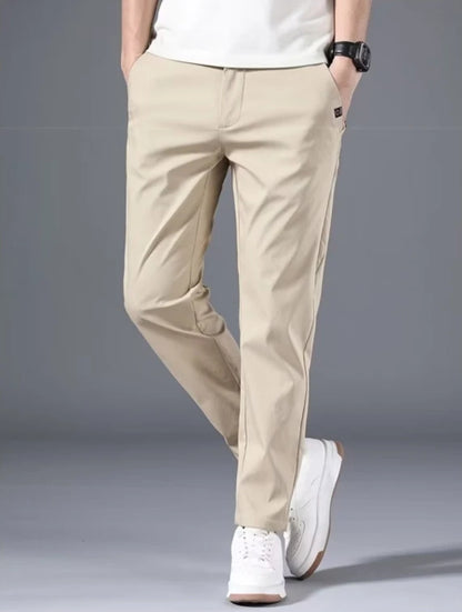 Pantalones Informales para Hombre con Pretina Semielástica y Toque de Seda de Hielo