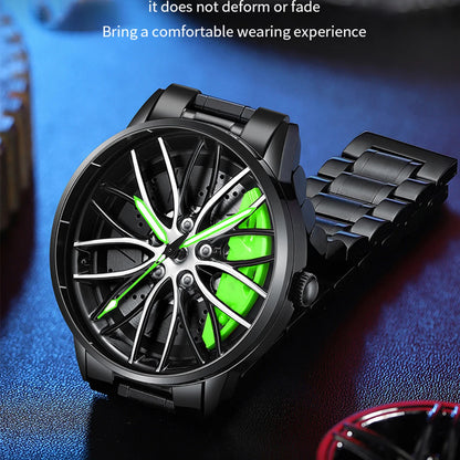 Reloj Diseño Coche con Esfera Giratoria y Acero Inoxidable