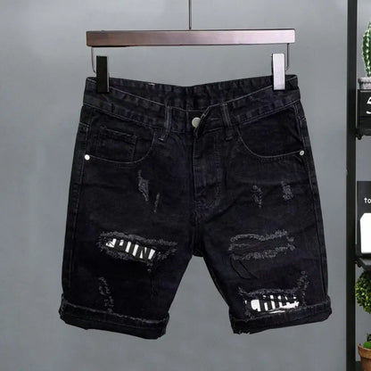 Pantalones Cortos de Mezclilla con Estilo Callejero: Diseño Rasgado y Bolsillos Únicos para el Verano