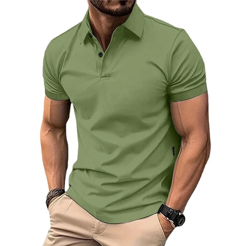 Polo de Manga Corta para Hombre: Estilo Casual y Urbano con Botones de Solapa