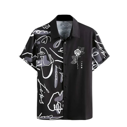 Camisa De Moda De Manga Corta Estamopado Para Hombre