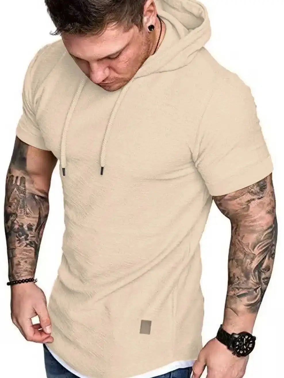 Estilo y Frescura en Verano: Camiseta con Capucha para Hombre de Manga Corta y Color Liso