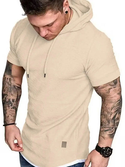 Estilo y Frescura en Verano: Camiseta con Capucha para Hombre de Manga Corta y Color Liso