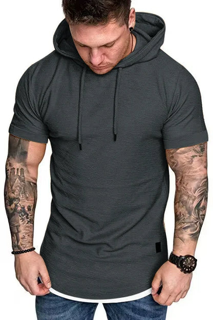 Estilo y Frescura en Verano: Camiseta con Capucha para Hombre de Manga Corta y Color Liso