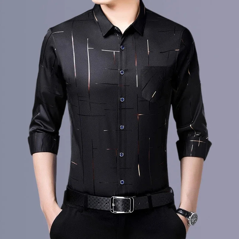 Estilo Casual y Elegancia: Camisa Estampada de Manga Larga para Hombre