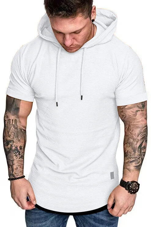 Estilo y Frescura en Verano: Camiseta con Capucha para Hombre de Manga Corta y Color Liso